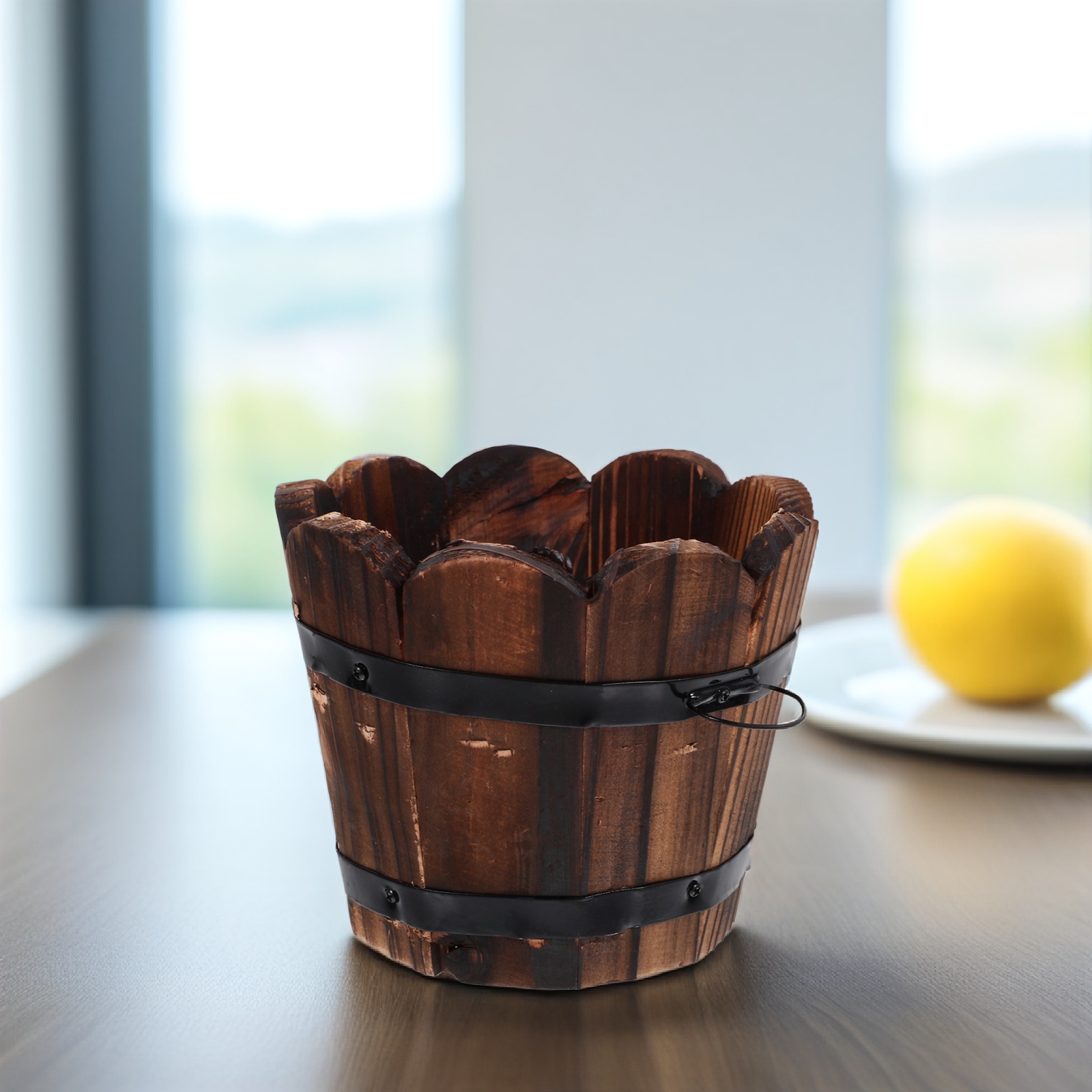 SEWCHICS Patio Garden Planter Wooden Planter Pot Coffee 1Pack