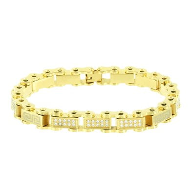 Gold Pave Diamond Bracelet - Stainless Steel Gold Bracelet Simulated Diamonds Mens Micro Pave