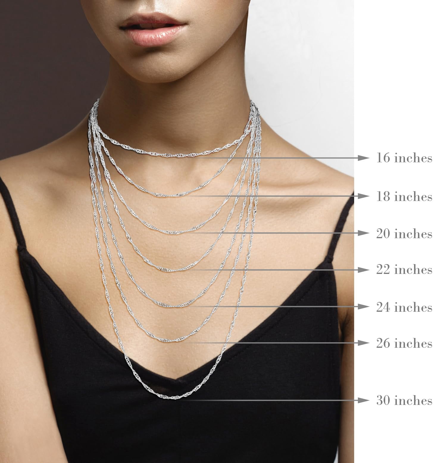 Miabella 925 Sterling Silver Italian 3mm Singapore Chain Necklace for Women, Made in Italy (Length 18 inches)
