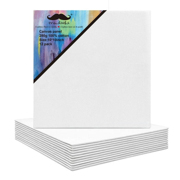 Blank White Canvas Panels 12/Pack,9.9 Oz Triple Primed 100% Cotton Acid Free Artist Canvas Boards for Acrylic Pouring and Oil Painting