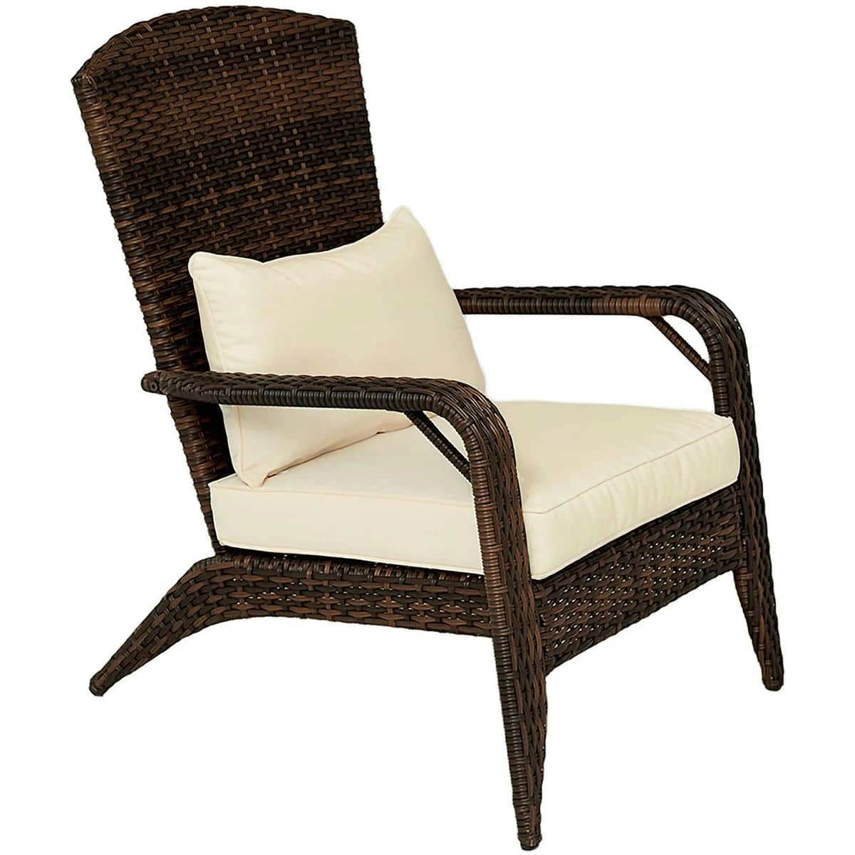 GVN Patio Accent Chair, Outdoor Adirondack Chairs, Patio Adirondack Chair with Rattan Wicker, Soft Cushions for Deck or Garden, Cream White