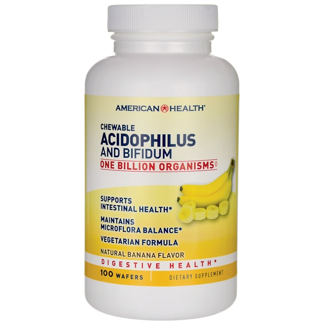 American Health Acidophilus with Bifidus Chewable Banana 100 Wafers