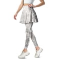 thumbnail image 2 of COEQINE Yoga Skirted Legging with Pockets for Women Gray Gradient Pattern Fashion Comfy Golf Pickleball Leggings Ruffle Pleated Tennis Skirts with Leggings, XL, 2 of 7