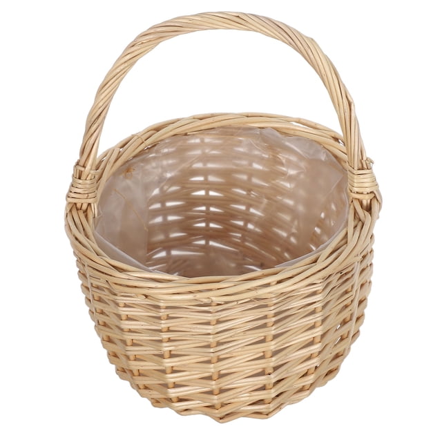 LOLIPPYY Cesta De Flores Tejida Portátil En Color Khaki Para Picnic Y Almacenaje