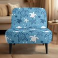 thumbnail image 2 of HELLHERO Elastic Bottom Soft Fabric Armless Accent Chair Washable Cover for Armless Chair, Armless Accent Chair Soft Cover Sea Turtle and Starfish Design, 2 of 8