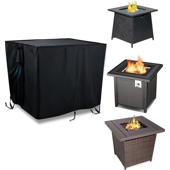 Fire Pit Cover, Waterproof Square Outdoor Cover for Patio Firepit & Gas Propane Fire Table & Patio Table & Outdoor Furniture