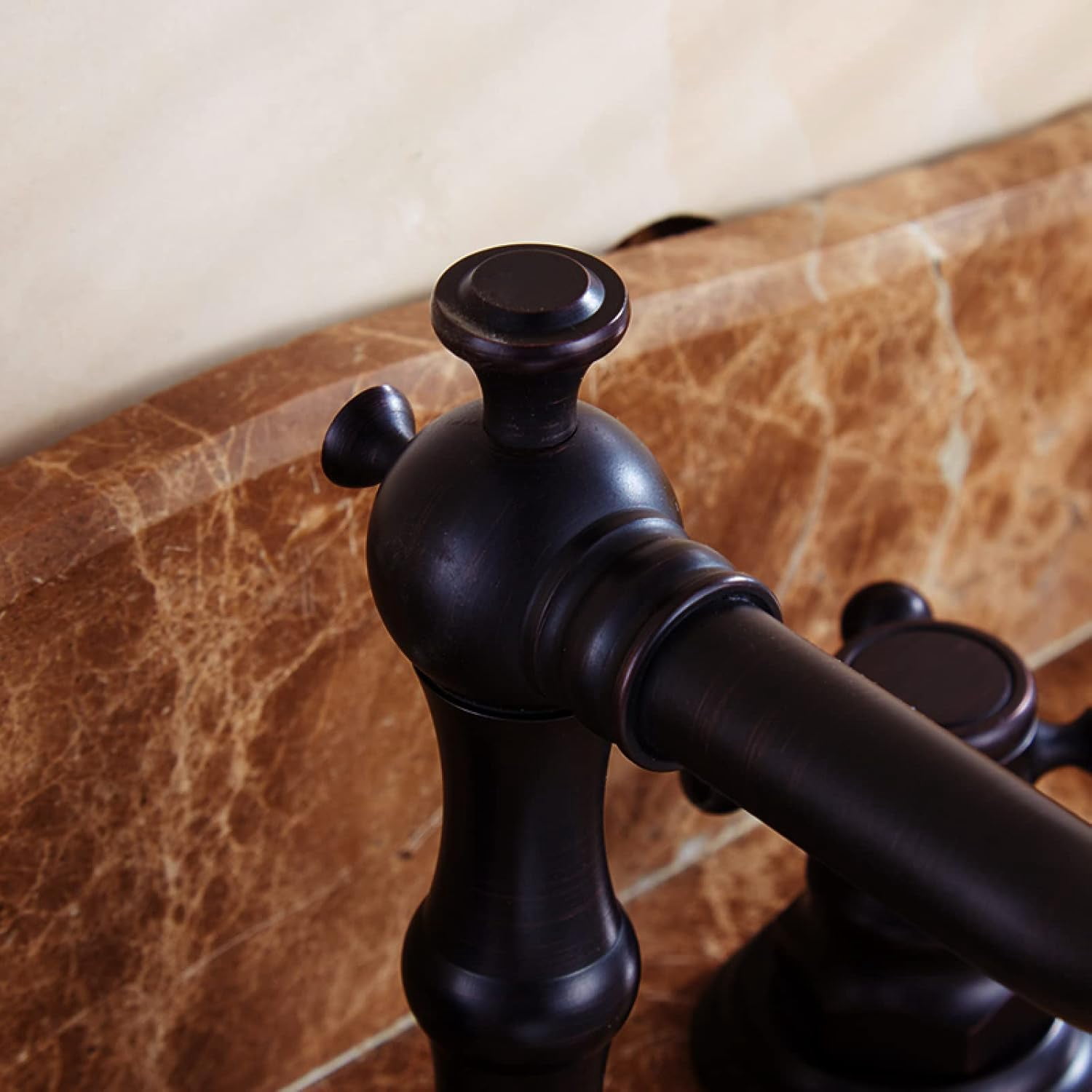 Vintage Bathroom Faucet, Hot and Cold Sink Mixer Tap Faucet, 2 Handle Bathroom Faucet, Double Cross Handle Mixer Bathroom Sink Tap, Brass Sink Faucet Bathroom 3 Hole, Black