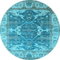 thumbnail image 1 of Ahgly Company Indoor Round Oriental Light Blue Industrial Area Rugs, 3' Round, 1 of 4