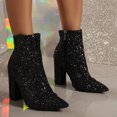 thumbnail image 2 of Mepaouo Women's Glitter Ankle Booties Rhinestone Sequin Heel Chelsea Sock Dress Boots, 2 of 8