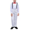 thumbnail image 2 of HAOTAGS Boys Suit Outfit Sets, Summer Button - Down Shirt Suspender Trousers Performance Outfits White 15-16 Years, 2 of 4