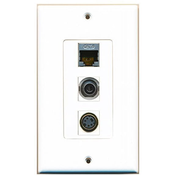 RiteAV - 1 Port S-Video and 1 Port Shielded Cat6 Ethernet and 1 Port 3.5mm Decorative Wall Plate Decorative