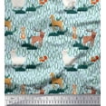 thumbnail image 1 of Soimoi Georgette Viscose Fabric Rabbit,Sheep & Deer Kids Decor Fabric Printed Yard 42 Inch Wide, 1 of 3