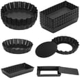 thumbnail image 1 of 16 PCS Mini Tart Pans, Round and Rectangle Pie Pans, Removable Bottom Nonstick Quiche Pan, 4 Inches Carbon Steel Tart Mold, Fluted Side Dessert Baking Mold Set for Egg Tarts, Pies, Mousse Cakes, 1 of 6