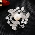 thumbnail image 6 of Eosunjian Women Brooch Suit Coat Collar Brooch Butterfly Rhinestone Faux Pearl Decor Hollow Out Wreath Shape High-end Luxury Stainless Lightweight Lady Clothes Jewelry Golden, 6 of 13