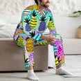 thumbnail image 7 of Naloa Graffiti Pineapples Men’s Pajamas Set - Long Sleeve Button Down Sleep Shirt and Pajama Bottoms Sleepwear Set-X-Large, 7 of 7