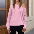 thumbnail image 2 of Breezora Oversized Long Sleeve One Shoulder Top for Women 2025 Casual Fall Fashion Basic Tee Shirt L Size Pink, 2 of 4