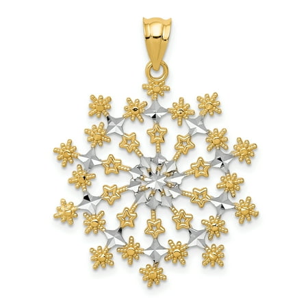 Yellow Gold Starburst - 14kt Yellow Gold Starburst Snowflake Pendant Charm Necklace Holiday Fine Jewelry Ideal Gifts For Women Gift Set From Heart