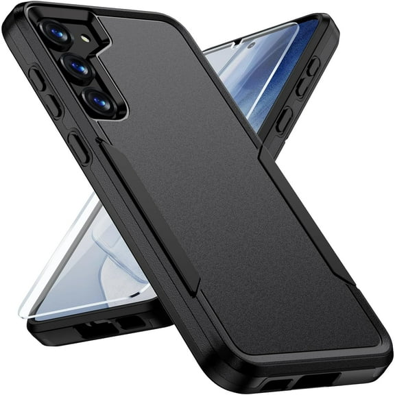 for Samsung Galaxy S23 Plus Case, Galaxy s23 Plus Case with Screen Protector Heavy Duty Durable Shockproof Protective Phone Case for Galaxy S23 Plus, Black