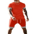 thumbnail image 1 of Ensemble de Survêtement 2PCS Manches Courtes Col Rond T-Shirts Tops Shorts Élastiques Tenues d'Été Sportswear Noir XL, 1 of 5