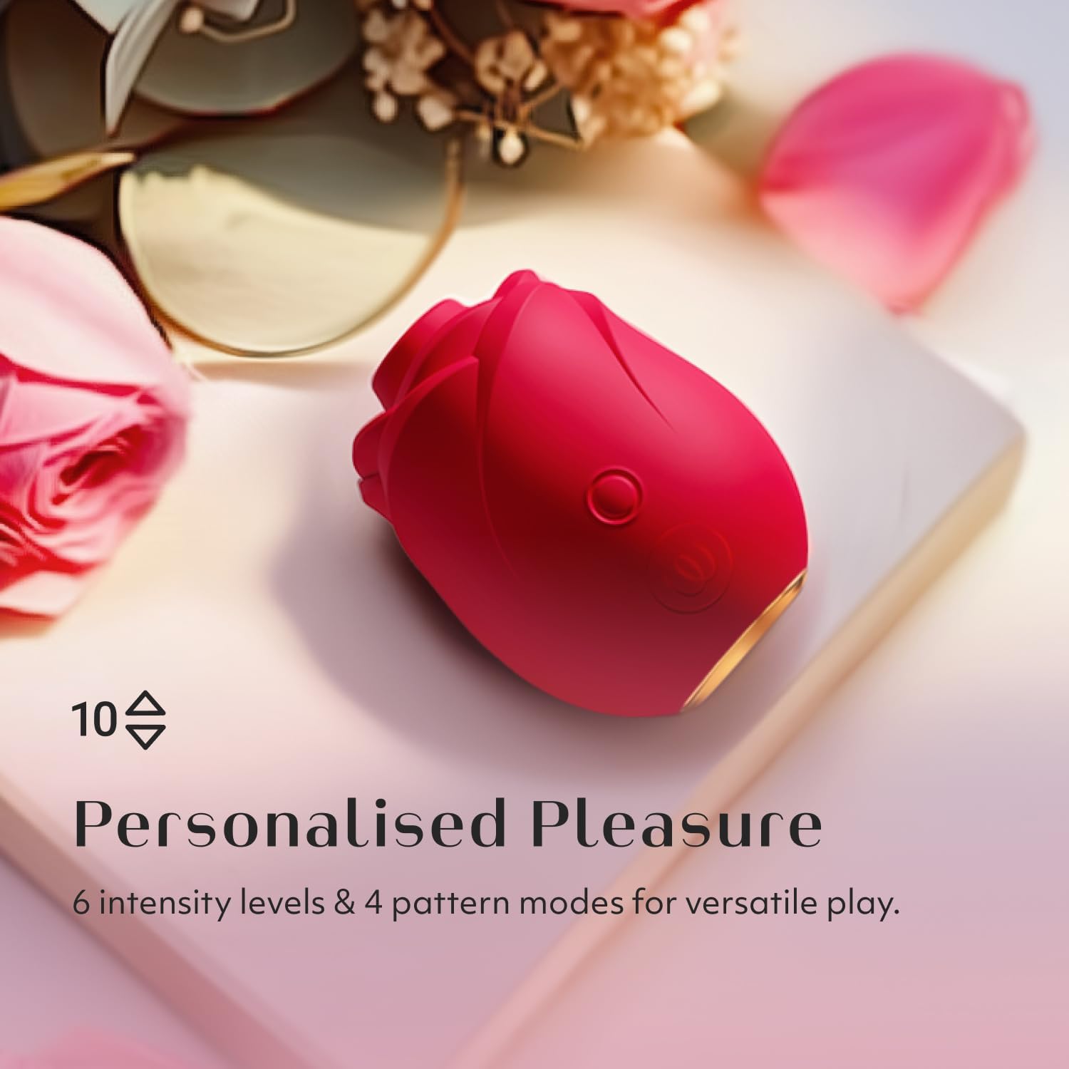 Womanizer Rose Clit Sucker Vibrator, 6 Intensity Levels, 4 Patterns, Silky, Rose