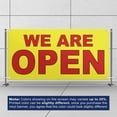 thumbnail image 3 of We Are Open 13 oz Heavy Duty Vinyl Banner Indoor/Outdoor We Are Open Sign for Business, Storefront, Advertising Multiple Sizes & Colors Single-Sided with Metal Grommets (4x8 ft, Ye & Re), 3 of 6