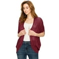 thumbnail image 3 of Made by Johnny Women's Short Sleeve Open-Front Batwing Cardigan XXL BURGUNDY_BLACK, 3 of 6