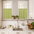 thumbnail image 3 of 3 Piece Kitchen Curtains and Valances Set Vintage Fruit Green Cafe Curtains 36 Inch Length Farmhouse Retro Solid Color Linen Texture Valance & Tier Curtain for Living Room Bedroom 54"x18"+27"x36"*2, 3 of 6