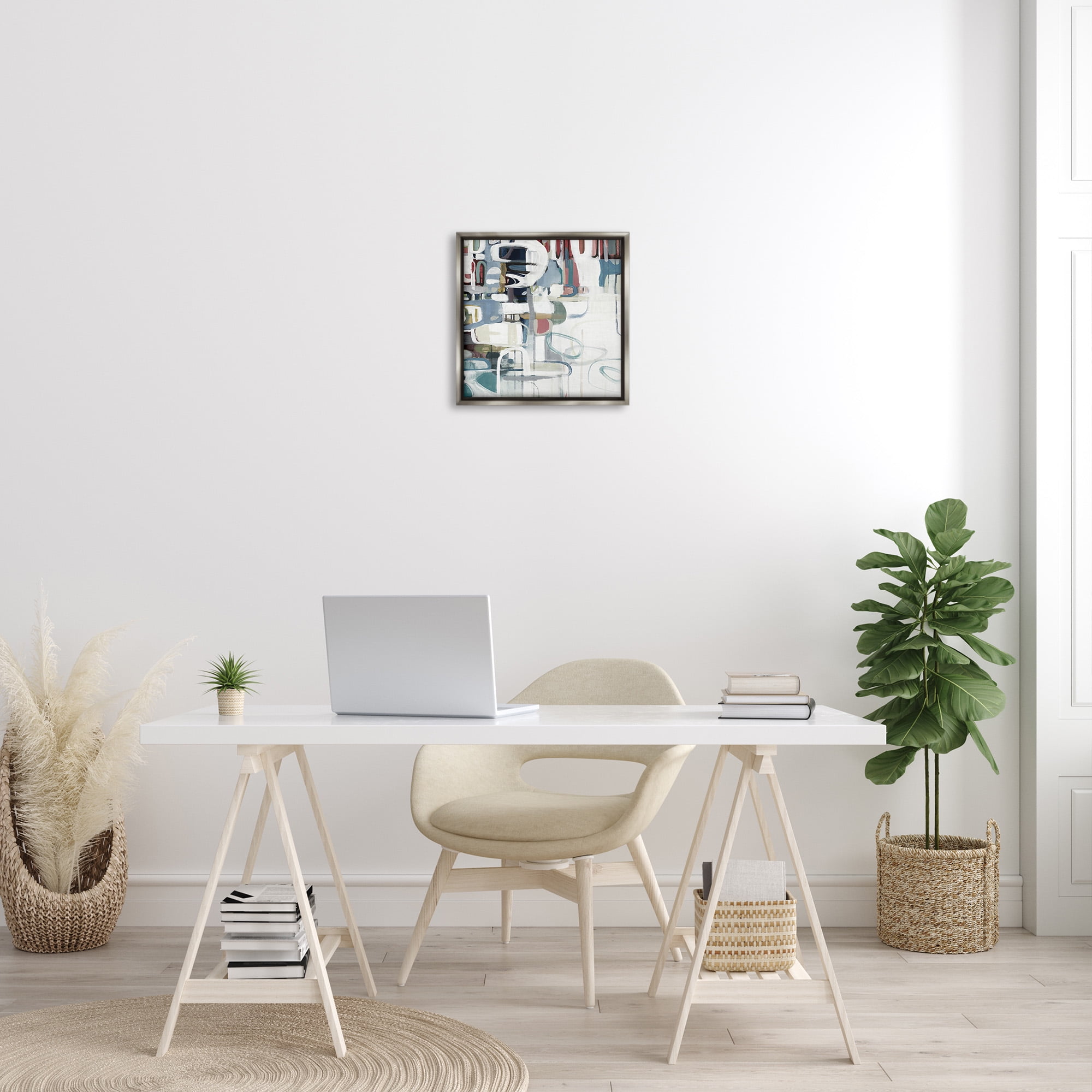 Stupell Industries Asymmetrical Abstract Forms Abstract Painting Gray Floater Framed Canvas Art Print Wall Art, 18 x 18
