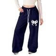 thumbnail image 2 of Afdoent Girls Baggy Sweatpants Bow Knot Loose Fit Casual Jogger Pants Straight Leg Sweatpants With Back Pocket Comfort Stylish 6-7 Years, 2 of 4