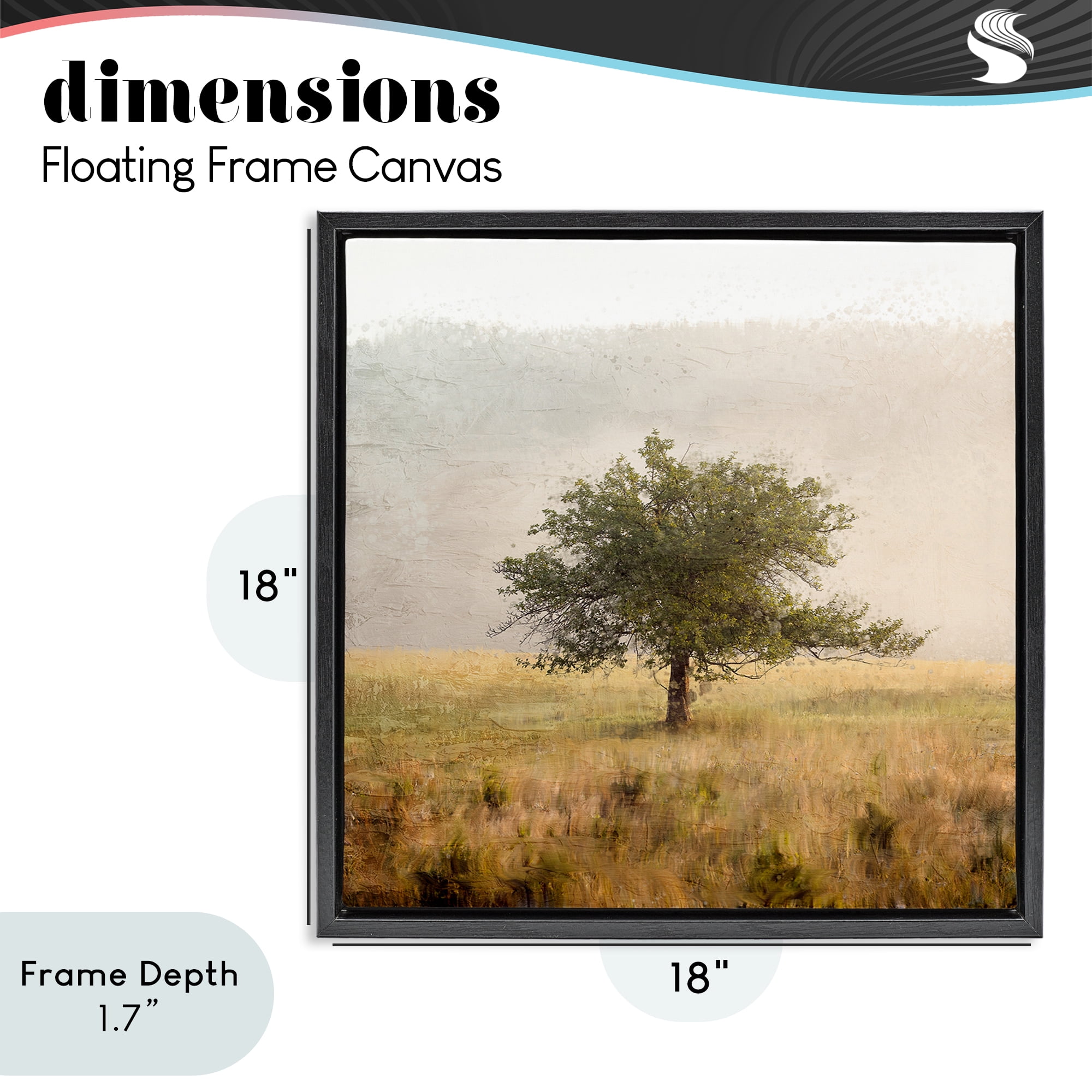 Stupell Industries Tree Alone in Golden Field Black Framed Floater Canvas Wall Art, design by Anne Bailey