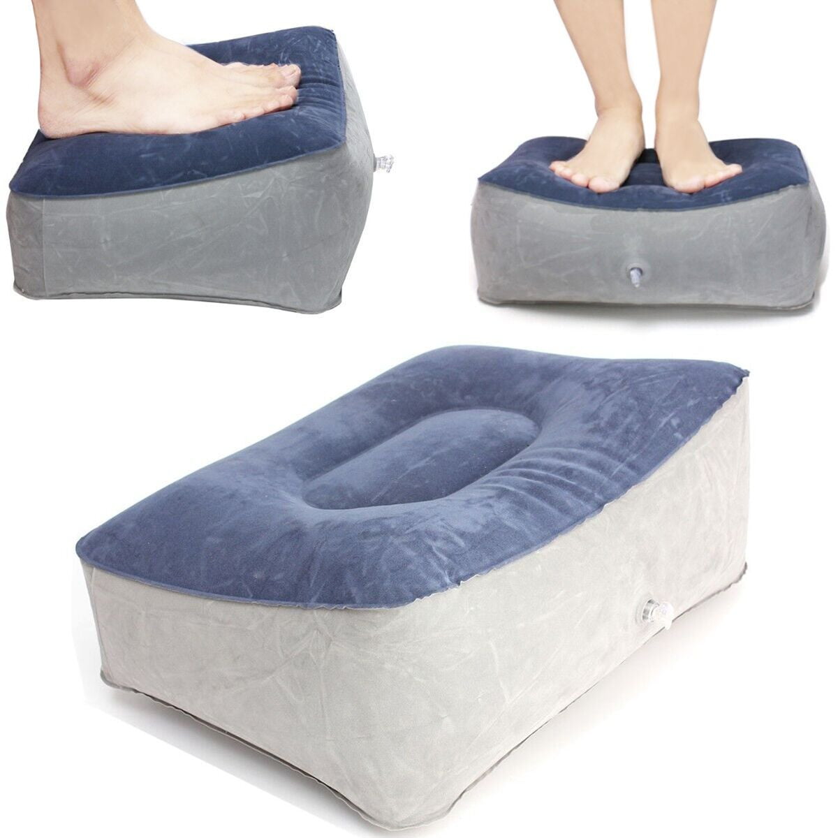 Foot Rest Pillow Inflatable Leg Footrest Cushion For Adults To Relax Cars Office Home Bed Kids Sleep Long Flight Flatable Multi-function Portable Car Train Mat Air Mattress Universal Rear Seat Self-dr 