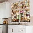 thumbnail image 3 of Farmhouse Kitchen Curtains 27.5Wx39H Inch Rod Pocket Rustic Retro Wooden Plank Fruit Vegetables Food Utensils Art Printed Country Living Room Bedroom Window Drapes Treatment Fabric 2 Panels, 3 of 5