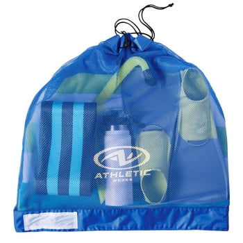 Athletic Works Mesh Swim Gear Bag with Drawstring, 75L, 28" x 27" Blue, Unisex