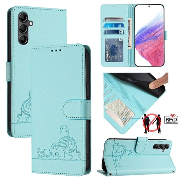 Flip case for GANGXUN Samsung Galaxy A15 5G/4G Wallet Case with Kickstand, Card Slots, RFID Block, Cat Design