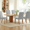 thumbnail image 4 of 6 Pcs Gray Plaid Dining Room Chair Covers, Parson Chair Covers,Stretch Chair Covers Chair Covers Protector for DiningRoom,Hotel,Ceremony, 4 of 6