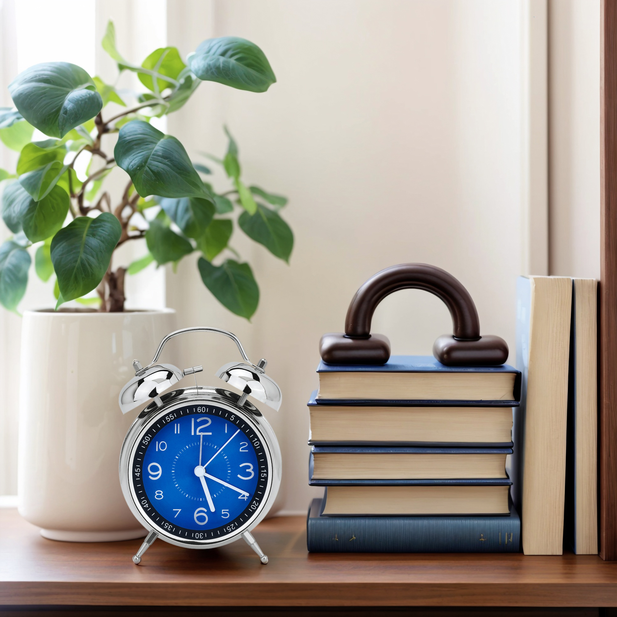Unique Bargains Loud Bell Sound Metal Mechanical Alarm Clock Blue 4.5"L x 2.2"W x 6.3"H
