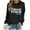 Black, variant on Women's Fashion Casual Solid Color Loose Long Sleeve Letter Print Round Neck Hoodie Baggy Sweat Shirts Women Distress Tops Women Hoodie Tops Women Fitted Sports Jacket Ladies Full Zip Shirts