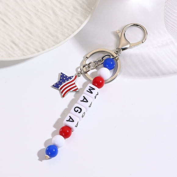 Acrylic Letter Beaded Keychain Pendant