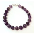 thumbnail image 2 of Amethyst 8mm Round Shape Faceted Cut Beads 7 inch Silver Plated Clasp Bracelet for men, women, unisex. Link Chain Stacking Bracelet.|LINK_00462, 2 of 4