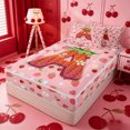 thumbnail image 2 of meiyoeat Strawberry Floral Monogram A Zipper Twin Comforter Sets with Fitted Sheet and 2 Pillowcases,3D Cartoon Cute Fruit Zipper Bedding Set For Girl,Pink Reversible,4 Pieces, 2 of 7