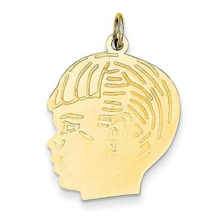 14k Yellow Gold Engravable Boy Head Charm Pendant
