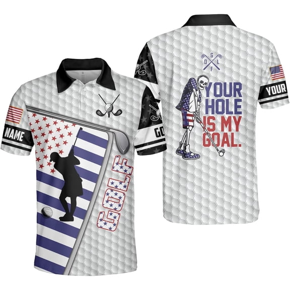Personalized Funny Golf Polo Shirt for Men Proud Golf American Flag Polo Shirt, 3D Men's Golf Polo, Men's Golf Shirts (S)