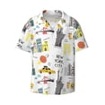 thumbnail image 2 of Lsque New York print Men's Cuban Collar Short Sleeve Shirt Summer Beachwear Casual Button Down Fashionable Vacation Leisure Shirt-Medium, 2 of 7