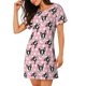thumbnail image 2 of Fotbe French Bulldog Bata de Dormir para Mujer con Estampado, Camisón de Algodón de Manga Corta, Ropa de Dormir Casual, 2 of 6