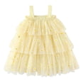thumbnail image 1 of sertiohcv Robe Fille Décontractée Col Rond Ligne A Robe Tutu Bébé Fille Robes de Fête d'Anniversaire Robe d'Été Sans Manches Jaune Taille pour 1-2 Ans, 1 of 8