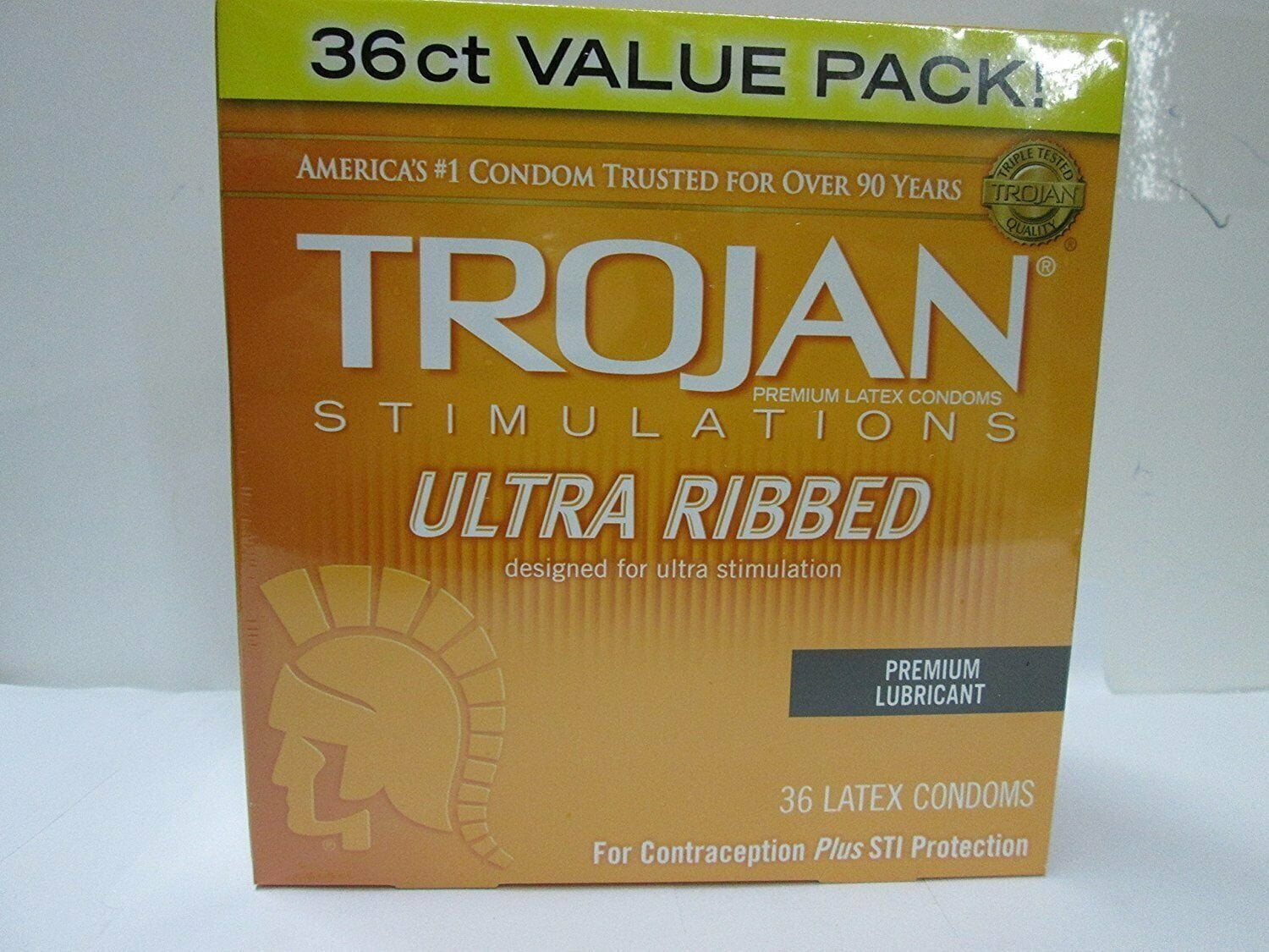 trojan ultra ribbed lubricated condoms 36 count Trojan Ultra Ribbed Lubricated Latex Condoms Value Pack main image 1