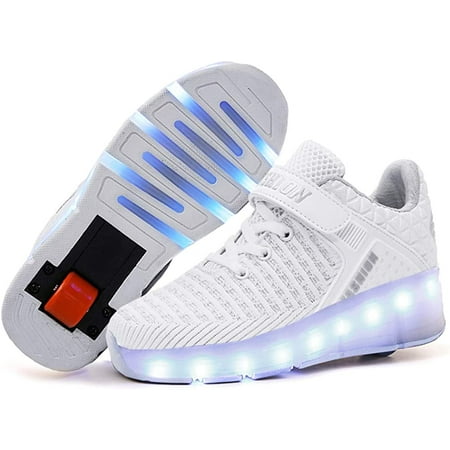 

YAZI Kids Roller Shoes Boy Girl Sneakers with Wheels Become Sport Sneaker with Led for Christmas Birthday Children Show Gift