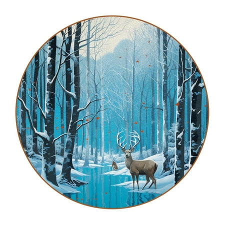 

Coasters for Drinks Cups Place Mats for Home Decor Desk Coaster 6-Pc Winter Forest Deer
