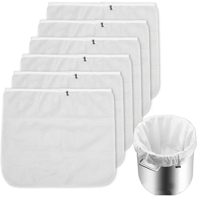 YAYODS Lot de 6 Sacs de Brassage 26 Pouces x 22 Pouces Sacs de Passoire Extra Larges en Maille, Sacs de Brassage Réutilisables avec Filtre à Cordon Réglable pour Bière, Noix, Lait, Brassage à Froid, Vin de Fruits