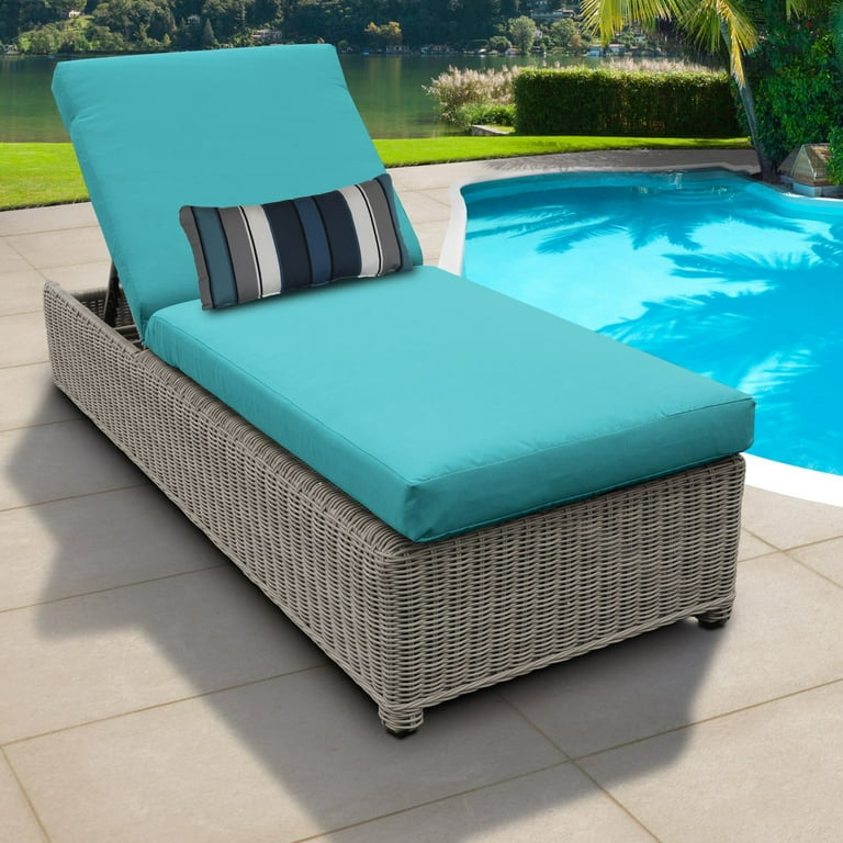 TK Classics Coast Wheeled Wicker Outdoor Chaise Lounge Chair